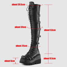 Harajuku Goth Punk Y2K Grunge Aesthetic Chunky Platform Overknee Laceup Combat Boots