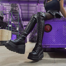 Harajuku Goth Punk Y2K Grunge Aesthetic Chunky Platform Overknee Laceup Combat Boots