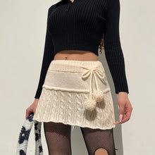 Kawaii Aesthetic Balletcore Ballerina Pom Pom Knit Skirt