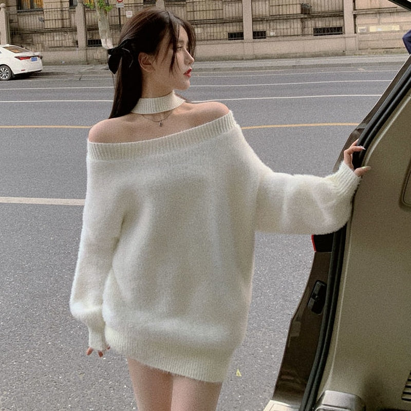 Japanese Korean Style Soft Girl Beige Oversized Knit Sweater Dress The Kawaii Factory Japanese Korean Style Soft Girl Beige Oversized Knit Sweater Dress The Kawaii Factory