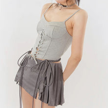 korean fashion no dress skirt gray pleated mini skirt
