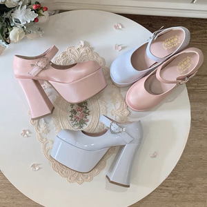 harajuku sweet lolita shoes heels pink satin ballet heels