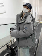 oversized grey puffer coat womens