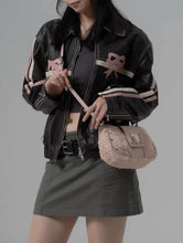 tiktok pink bow leather jacket