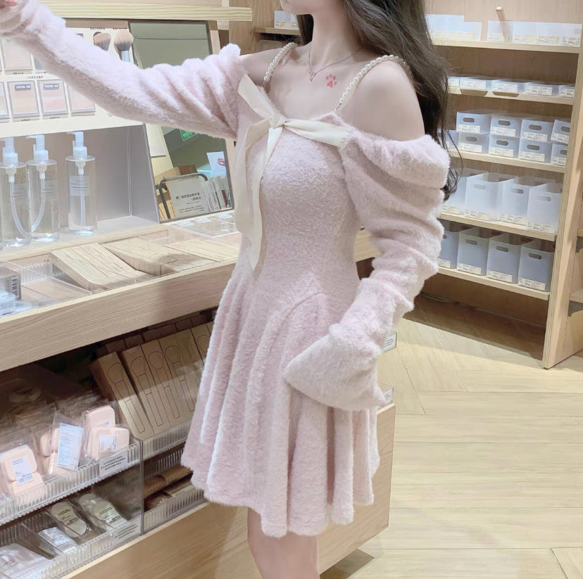 Coquette Aesthetic Angora Mohair Pink Mini Dress The Kawaii Factory Coquette Aesthetic Angora Mohair Pink Mini Dress The Kawaii Factory