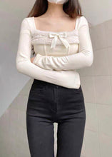 womens coquette outfits white fur trim long sleeve top