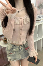 womens coquette long sleeve top light pink cardigan