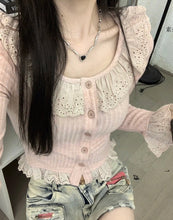 womens pink coquette blouse lace