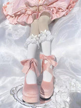 womens sweet lolita shoes high heel platform pink bows