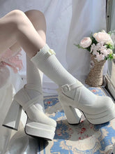 womens coquette aesthetic dollette chunky high heel mary janes white