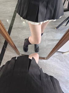 dark coquette clothing black pleated mini skirt