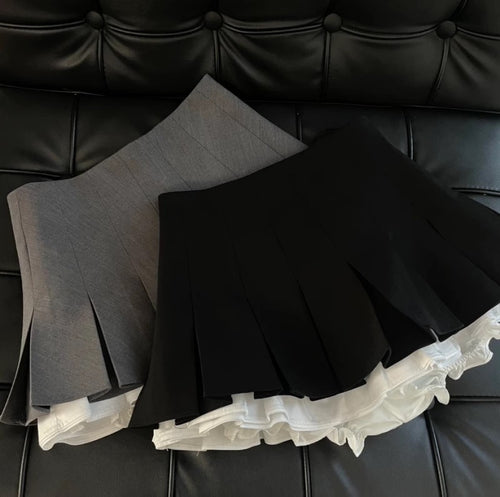 womens gray black pleated mini skirt shushu tong