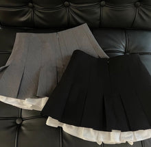 womens korean fashion grey pleated mini skirt