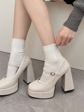 womens white mary jane high heels