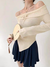 womens korean fashion coquette outfit white off the shoulder sweater