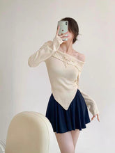 womens aesthetic outfits coquette korean fashion off the shoulder top sweater