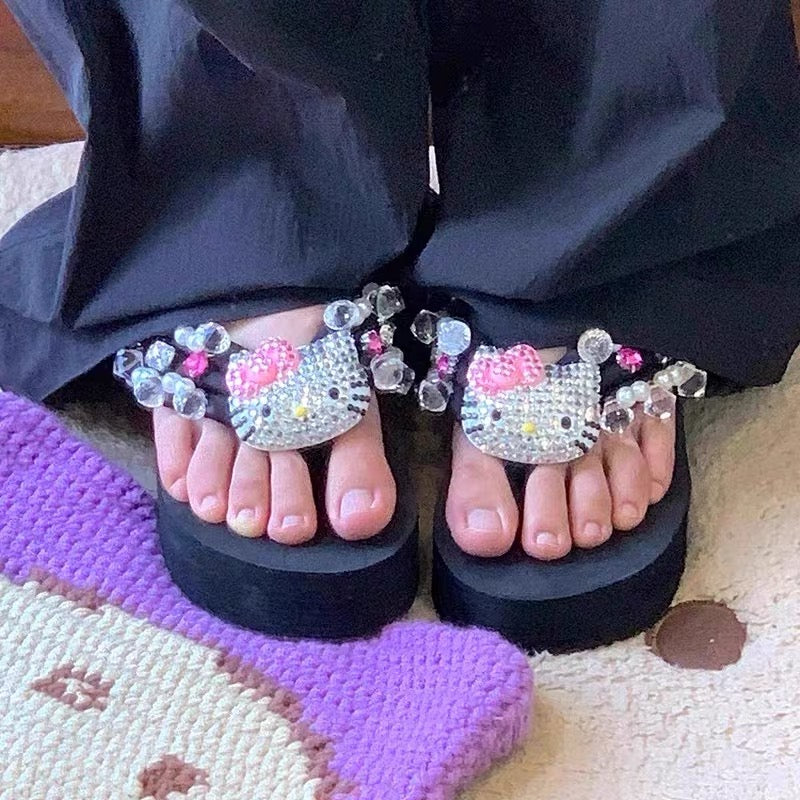 Kawaii Fashion Y2K Aesthetic Hello Kitty Platform Sandals Slides