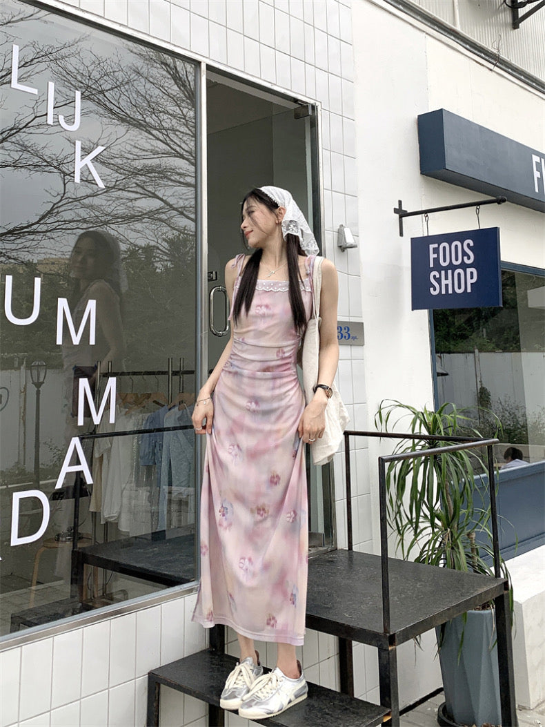 coquette midi dress Womens Korean Aesthetic Cute Floral Light Pink – The Kawaii Factory inspired dress features long Size:EU38|UK5|US5½M - 7W VM: December Vis ANRABESS Womens Button Down