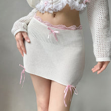 Kawaii Aesthetic Soft Girl Coquette Dollette Balletcore Knit Bow Microskirt