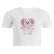 Harajuku Kawaii Aesthetic Y2K 90s Cute Cat Graphic Crop Top Tshirt