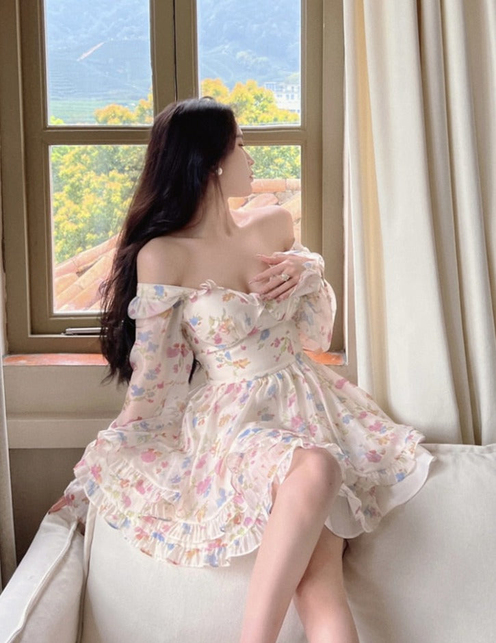 Kawaii Aesthetic Soft Girl Pastel Floral Sweetheart Neckline Dress The Kawaii Factory Kawaii Aesthetic Soft Girl Pastel Floral Sweetheart Neckline Dress The Kawaii Factory