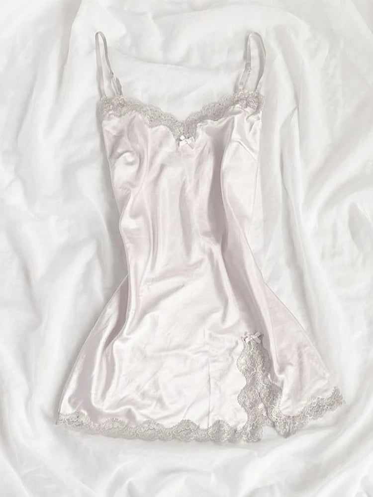 women coquette aesthetic pink satin slip dress Women Coquette Aesthetic Pink Satin Slip Dress The Kawaii Factory