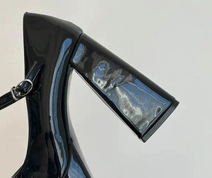 black patent mary jane high heels