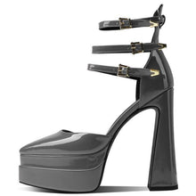 womens 6inch heels high heels platform pointed toe shoes patent leather gray pumps