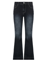 Y2K Aesthetic Vintage 90s Grunge Dark Blue Denim Low Rise Flared Jeans