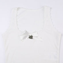 Kawaii Aesthetic Balletcore Coquette Dollette Silver Heart Charm White Tank Top
