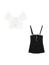 Korean Aesthetic Kpop Gothic Pinafore Mini Dress and Top Set