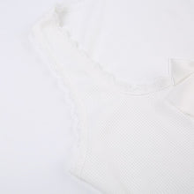 Kawaii Aesthetic Balletcore Coquette Dollette Silver Heart Charm White Tank Top