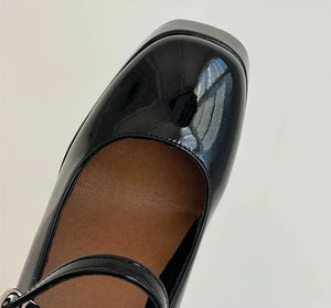 womens black patent mary jane high heels