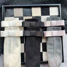 womens aesthetic socks with a bow white gray pink black