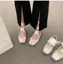 aesthetic shoes for women crisscross ballet flats pink white ivory blush