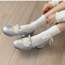 Kawaii Aesthetic Coquette Dollette Pastel Pink Baby Blue Kitten Heel Mary Jane Satin Pumps