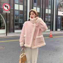 korean fashion ladies winter pink coat