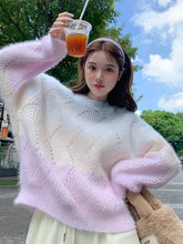 Kawaii Aesthetic Soft Girl Korean Pastel Gradient Light Knit Sweater
