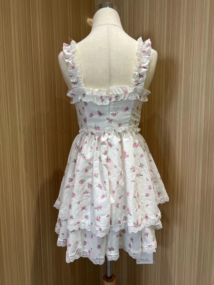 Aesthetic Coquette Dollette Floral Corset Dress The Kawaii Factory Aesthetic Coquette Dollette Floral Corset Dress The Kawaii Factory