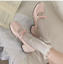 Kawaii Aesthetic Coquette Dollette Pastel Pink Baby Blue Kitten Heel Mary Jane Satin Pumps