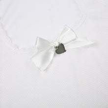Kawaii Aesthetic Balletcore Coquette Dollette Silver Heart Charm White Tank Top