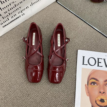 womens cherry red mary janes kitten heels patent leather criss cross burgundy ballet flats