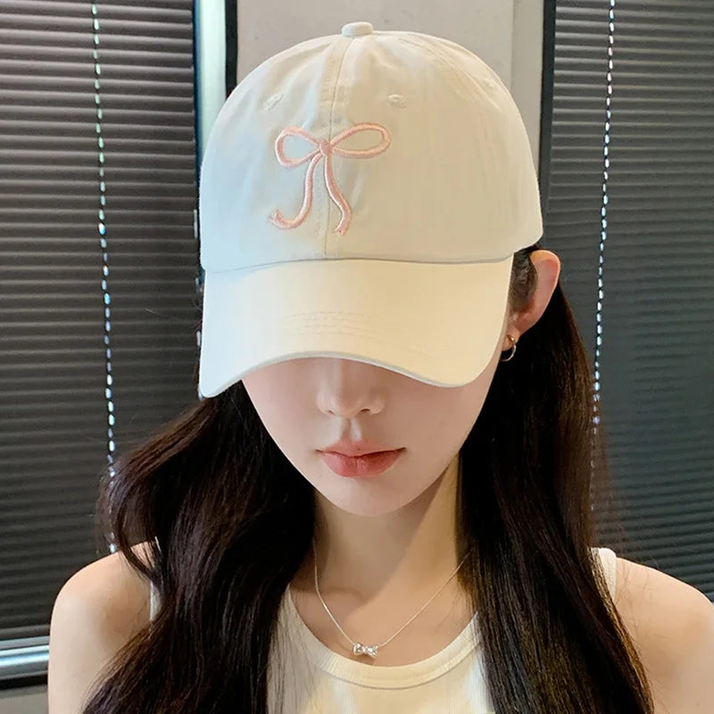 Womens Coquette Aesthetic Korean Pink Bow Baseball Cap – The