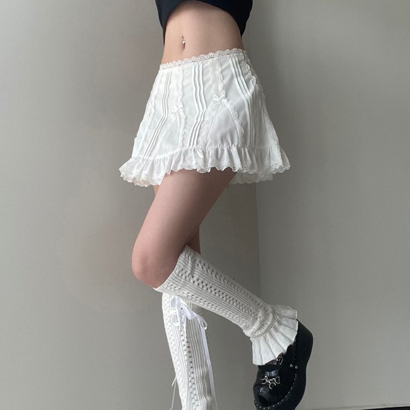 Blackpink Lisa Inspired White Lace Pleated Mini Skirt