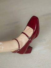 cherry red heels womens aesthetic shoes coquette patent leather retro dark red mary jane shoes