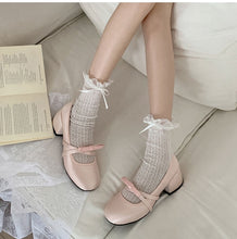 Kawaii Aesthetic Coquette Dollette Pastel Pink Baby Blue Kitten Heel Mary Jane Satin Pumps