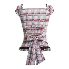 Harajuku Kawaii Aesthetic Y2K 2000s Fashion Short Sleeve Pink Plaid Fitted Button Up Shirt