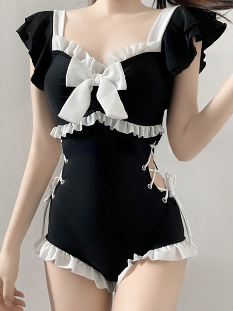 Kawaii Fashion Japanese Korean Sweetheart Ruffle One Piece Swimsuit The Kawaii Factory Kawaii Fashion Japanese Korean Sweetheart Ruffle One Piece Swimsuit The Kawaii Factory