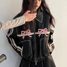 cute black leather jacket for women
