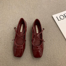 womens aesthetic shoes red mary janes patent leather square toe criss cross cherry red heels criss cross red ballet flats burgundy wine red